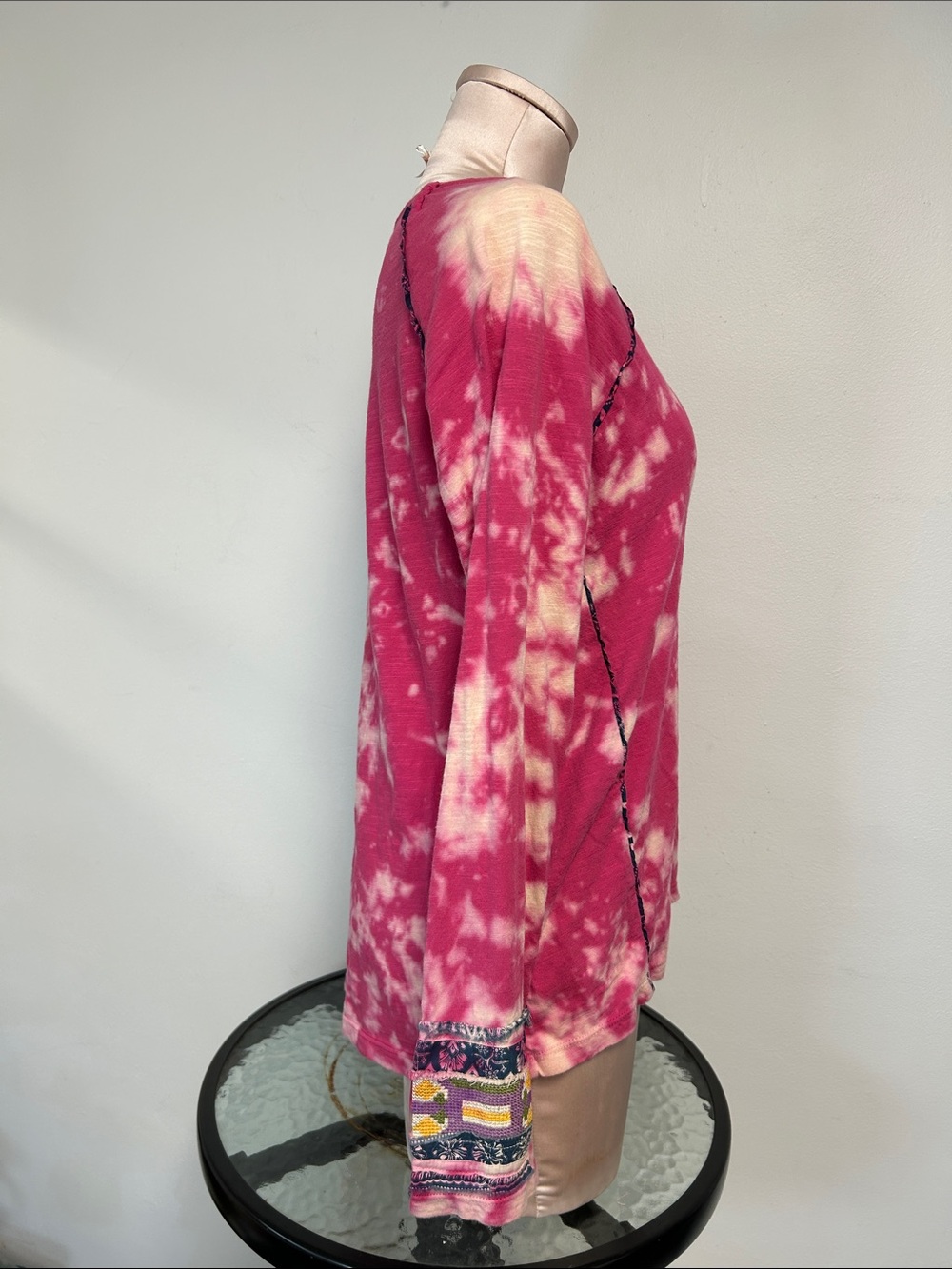 Sundance Boho Earthy Tie Dye Long Sleeve Distressed Embroidered Tee Womens S - Picture 10 of 15